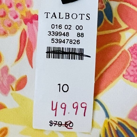 TALBOTS Perfect Crop Pants Size 10 Stretch Slim Leg Multicolor Fruit Flowers NWT - Picture 6 of 15